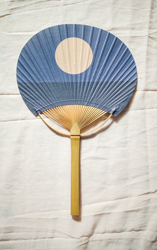 Uchiwa japonais - Drapeau Japon bleu